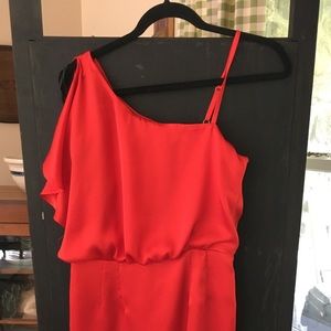 NWOT Red One Shoulder Calvin Klein Satin Dress